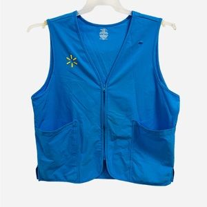 Walmart Employee Vest Blue Zip-Up With Embroidered Spark Logo & Pockets Size XL